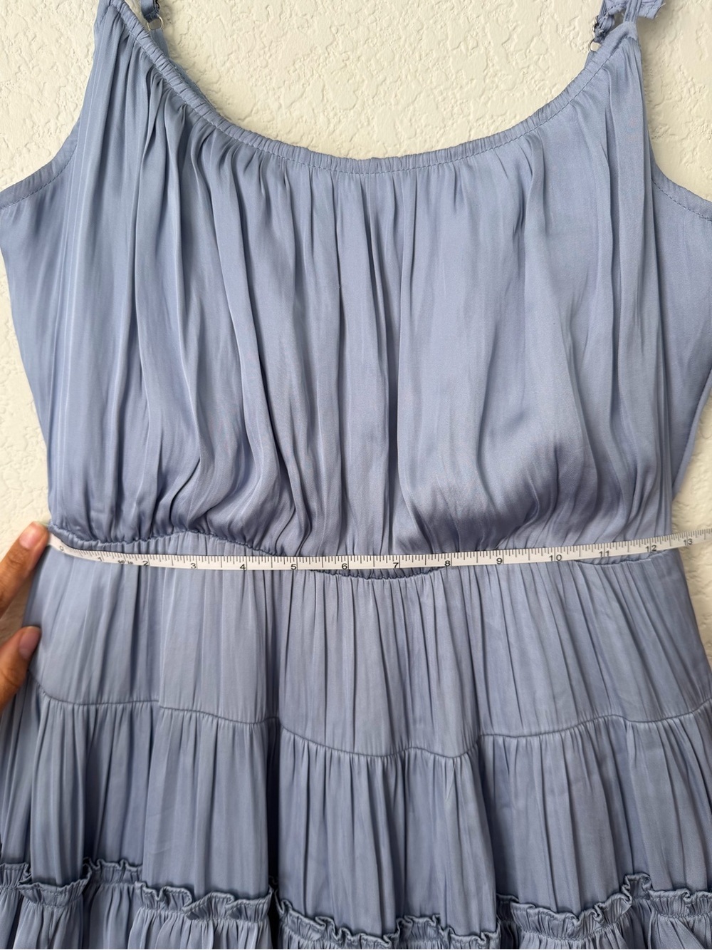 ASTR the Label Tiered Matte Satin Midi Dress in Blue Medium - Picture 8 of 8